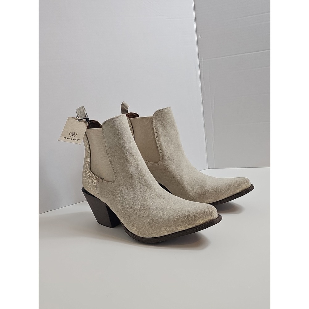Ariat Women's Bradley Western Chelsea Boot Cloud White leather. Size 9B - Picture 3 of 14